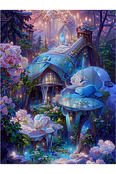 pixartsanat Fairy Tale House 30*40 PixArt Art Diamond Mosaic Painting Diamond Turkey