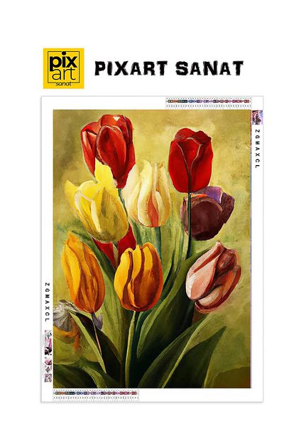 pixartsanat Color Color Tulips 30x40 PixArt Art Diamond Mosaic Painting Diamond Turkey