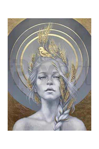 pixartsanat Altın Başaklar Ve Kadın Pixart Sanat Elmas Mozaik Tablo Diamond T...