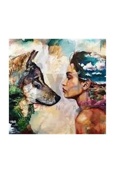 pixartsanat Wolf And Woman Pixart Art Diamond Mosaic Painting Diamond Türkiye 50*50