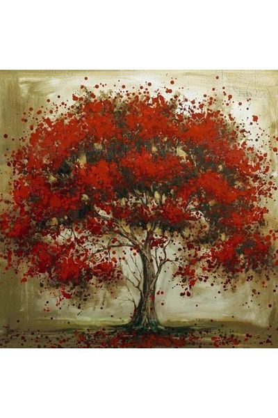 pixartsanat Red Tree PixArt Art Diamond Mosaic Painting Diamond Turkey