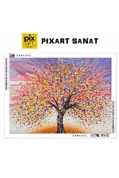 pixartsanat Colorful Tree 50x40 PixArt Art Diamond Mosaic Painting Diamond Turkey