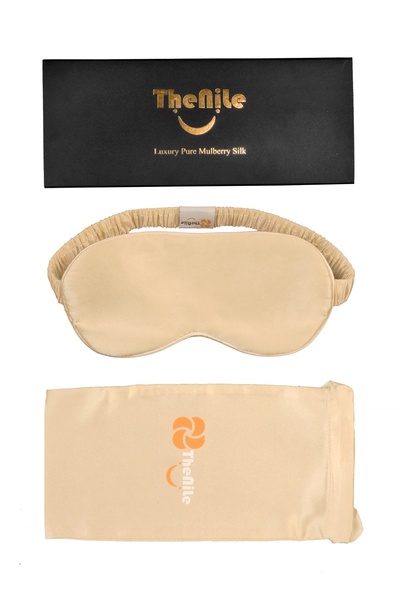 thenile Sertifikalı %100 Saf Ipek Uyku Maskesi Şampanya Gold - Seyahat Taşıma...