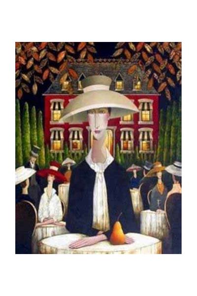 pixartsanat Woman with Hat in Dining Table Pixart Art Diamond Mosaic Painting Diamond Turkey 48*60