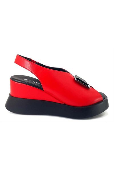 ALBİNİ Albini 10240 Genuine Leather Women's Daily Sandals-red
