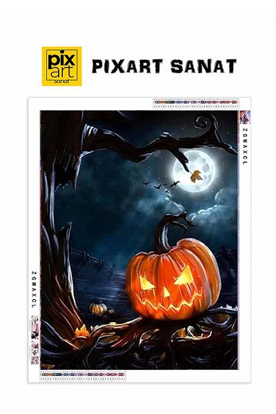 pixartsanat Halloween 25x50 PixArt Art Diamond Mosaic Painting Diamond Turkey