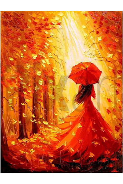 pixartsanat Maple Leaf Woman 30*40 Cm Pixart Art Diamond Mosaic Painting Diamond Turkey