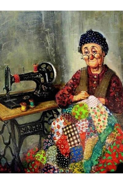 pixartsanat Tonton Aunt 40x60 PixArt Art Diamond Mosaic Painting Diamond Türkiye