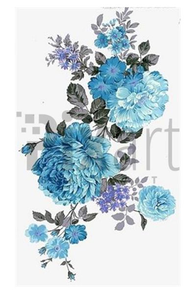 pixartsanat Blue Flower on Branch Pixart Art Diamond Mosaic Painting Diamond Turkey 40*68