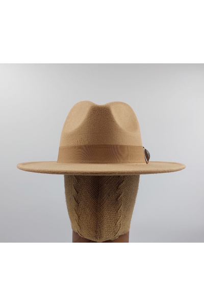 FELLMENS Камел метален копче детайлизиран панама федора шапка