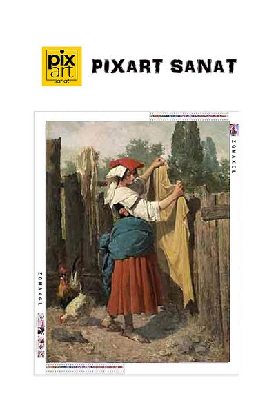 pixartsanat 40x60 Pixart Art Diamond Mosaic Painting - Diamond Türkiye Laundry Hanging Woman