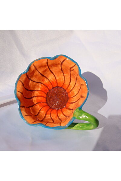 Lily & Loly Ceramics Lily Series “surprise Flower” Mug-blue Flower Mug-handmade Ceramic Mug 120ml