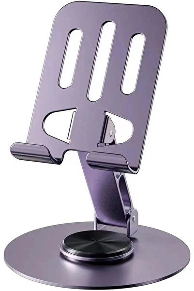 Fibaks Yüksek Kalite Metal 360 Dönebilen Ayarlanabilir Telefon Ve Tablet Tutucu Masa Üstü Standı Mor