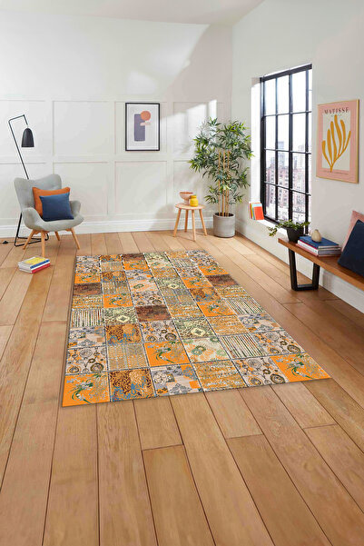 Napoli Home Baskılı Patchwork Klasik Motif Yıkanabilir Kaymaz Taban Yolluk Mu...