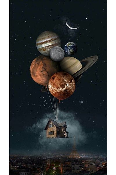 pixartsanat Planetary House Pixart Art Diamond Mosaic Painting Diamond Turkey 36*69