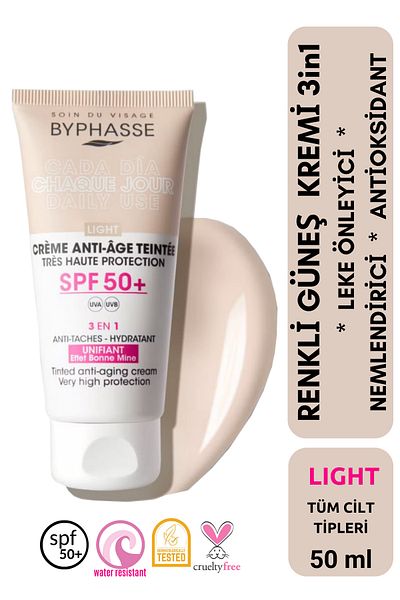 BYPHASSE Anti-Aging Colored Liquid Sunscreen Light Color - New Generation Hybrid Formula with Sun Filter 50ml