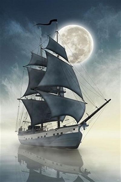 pixartsanat Sailboat in the Foggy Night Pixart Art Diamond Mosaic Painting Diamond Turkey 39*59