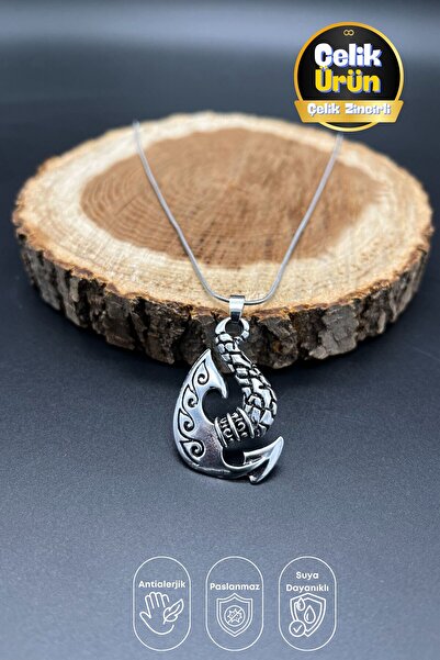 Balzamin Design قلادة فأس بخطاف فايكنغ من الفولاذ المقاوم للصدأ منقوشة من Veg...