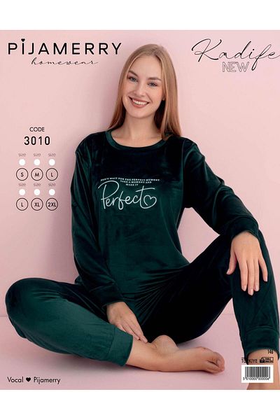 PİJAMERRY Set de pijamale de iarnă pentru femei Pijamerry, din catifea, 3010Y - 1 buc