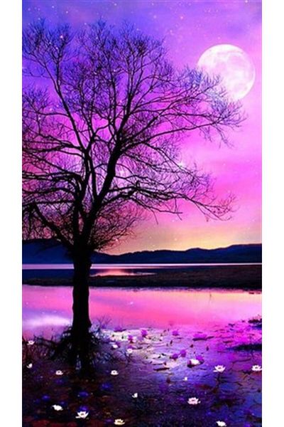 pixartsanat Purple Sky Pixart Art Diamond Mosaic Painting Diamond Türkiye 30*55