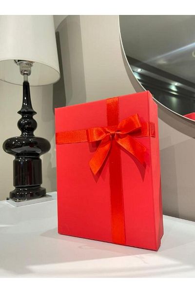 KOLİX Red Kolix Gift Box with Ribbon - Hard Quality, Small Size, Single Groom Bridal Bundle Box 26X20X8