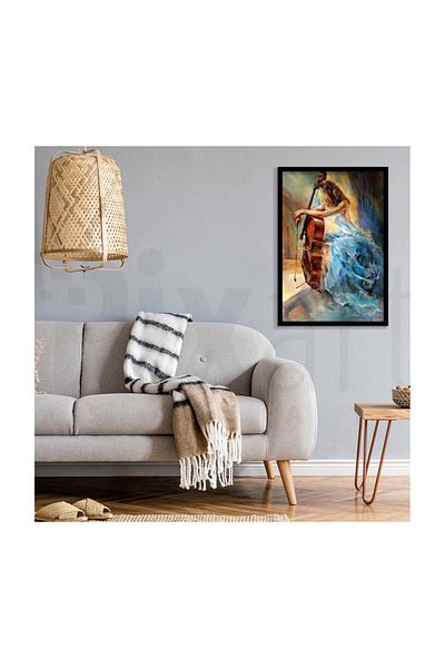 pixartsanat Woman And Cello Pixart Art Diamond Mosaic Painting Diamond Turkey 46*71