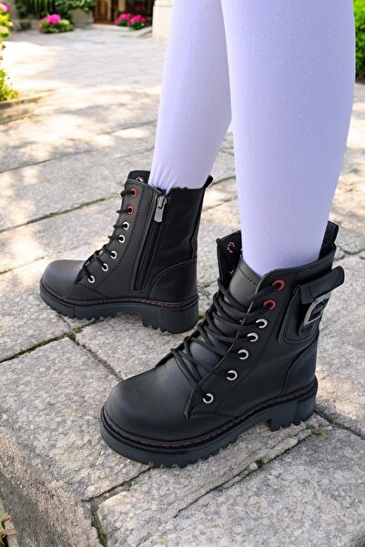 Weynes Kız Çocuk Siyah Cepli Su Geçirmez Uzun Bot WSB1088