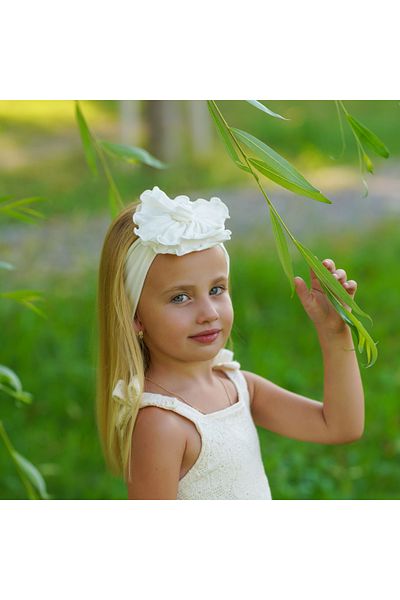 Babygiz Baby Girl Child Flower Detailed Handmade Soft Flexible Cotton Combed Hair Band
