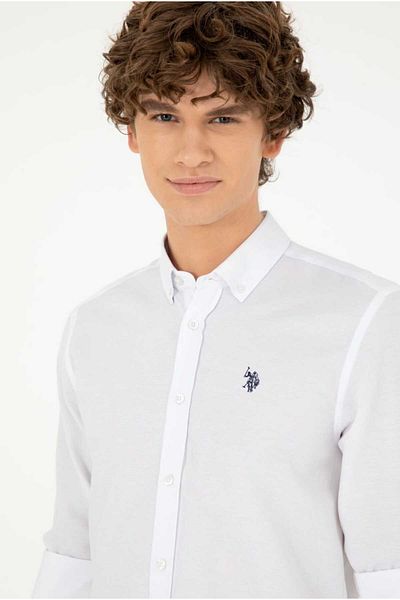 U.S. Polo Assn. Ανδρικό γαλάζιο μακρυμάνικο πουκάμισο Basic