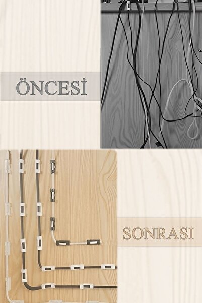 Sekiz8 100 Adet Kablo Sabitleyici Düzenleyici Duvar Fayans Cam Kablo Tutucu Yapışkanlı Organizer Klipsler