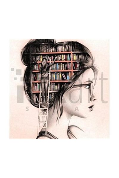 pixartsanat Bookcase in the Brain Pixart Art Diamond Mosaic Painting Diamond Turkey 50*50