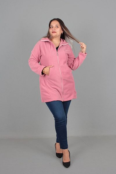 Truva XXL Pink Plus Size Fleece Coat - Gemlrk Collar