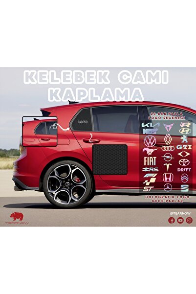 TEARNOW Her Araca Uyumlu Kelebek Camı Kaplama - Mat Siyah & Hologram