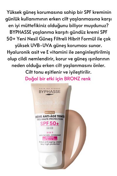 BYPHASSE Anti-Aging Colored Liquid Sunscreen Bronze Color - Hybrid Formula with New Generation Sun Filter 50ml