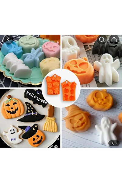 Şenhomee Silikon Cadılar Bayramı Halloween Bal Kabağı 6'lı Muffin Kek Çikolata Kurrabiye Kalıbı