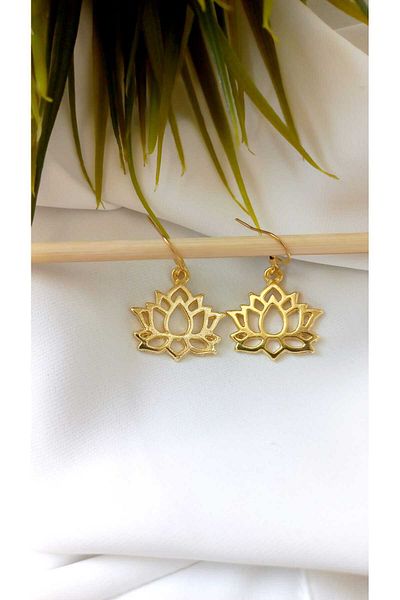ZeynDesign Gold Colored Lotus Earrings