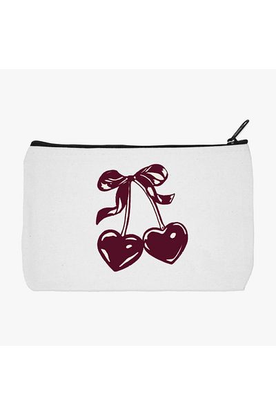 designedfy Cherry αδιάβροχη υφασμάτινη τσάντα μακιγιάζ, θήκη για στυλό, πορτοφόλι