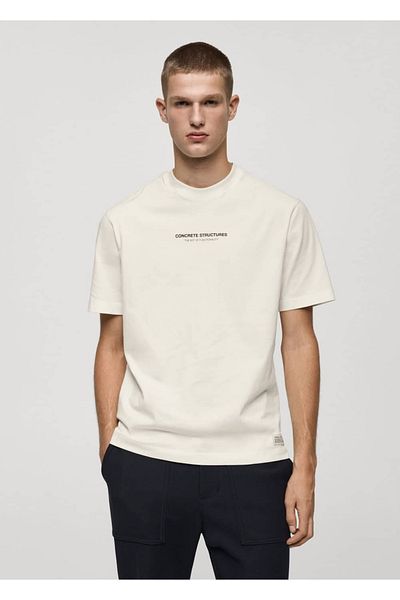 MANGO Man T-shirt z nadrukiem, wykonany w 100% z bawełny