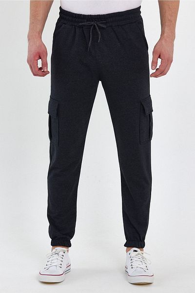SURMARİ Unisex Anthracite Sweatpants - Cargo Pocket and Leg Elastic