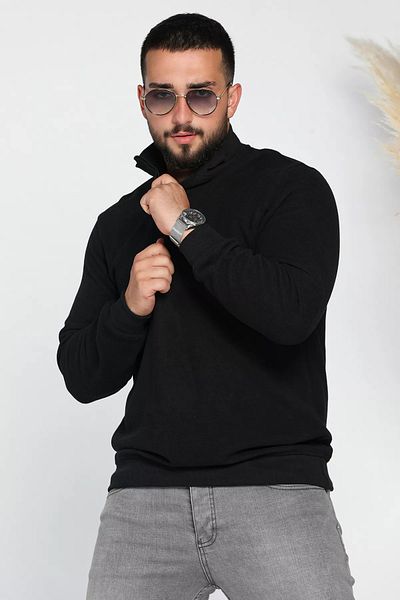 MİSHAR İTALİA Hanorac negru pentru bărbați Half Fisherman Thessaloniki