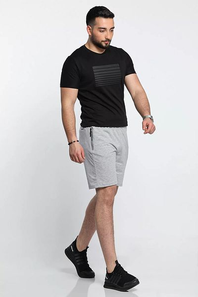 MİSHAR İTALİA Ανδρικό σορτς casual με γκρι εμπριμέ φερμουάρ