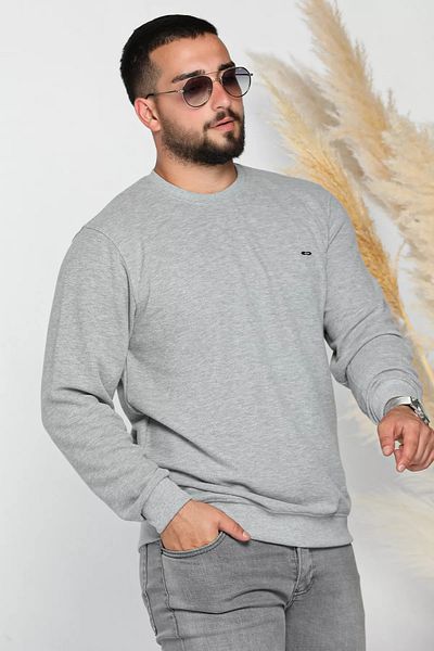 MİSHAR İTALİA Сив мъжки суитшърт с кръгло деколте Selanik