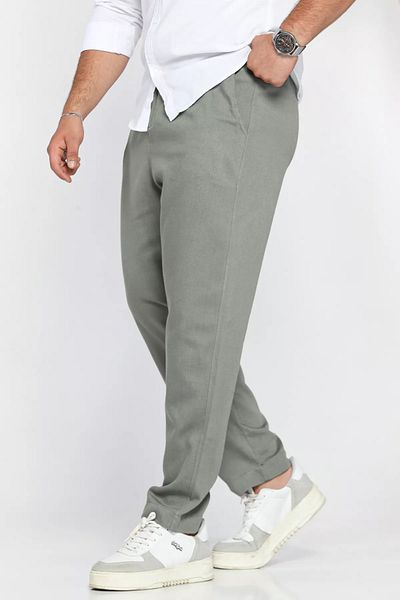 MİSHAR İTALİA Ανδρικό λινό παντελόνι Jogger με ζώνη Khaki