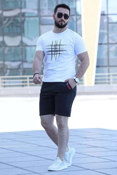 MİSHAR İTALİA Ανδρικό σορτς με στάμπα Anthracite Pocket