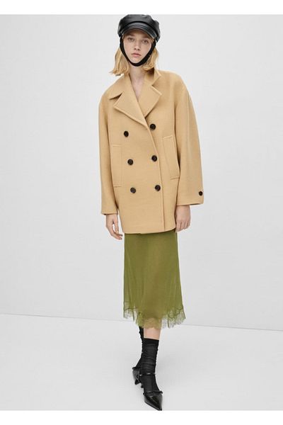 MANGO Woman Παλτό από καθαρό μαλλί με διπλό στήθος