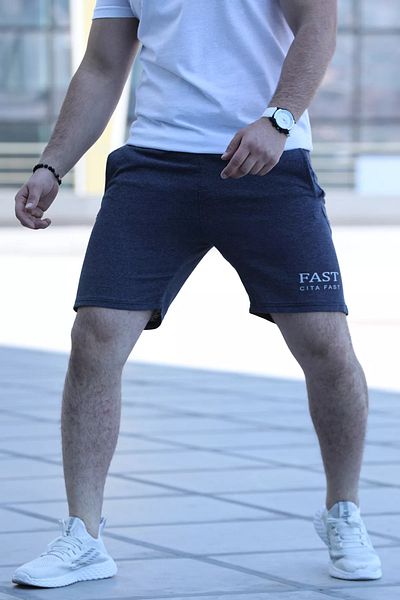 MİSHAR İTALİA Anthracite Self Patterned Printed Men's Shorts