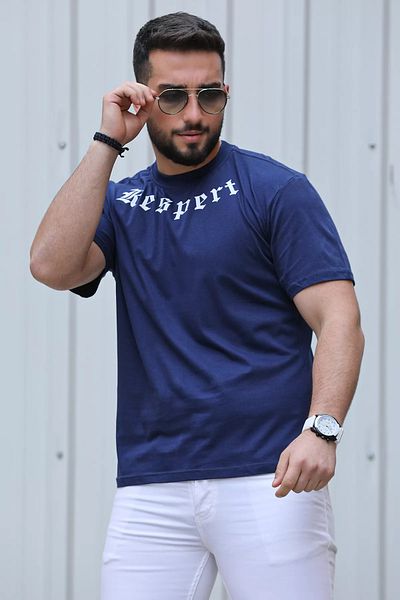 MİSHAR İTALİA Ανδρικό μπλουζάκι με στάμπα Navy Blue Respert