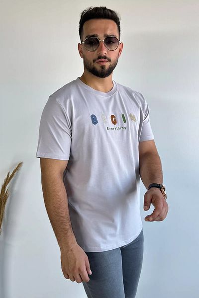 MİSHAR İTALİA Μπλουζάκι με γκρι κεντημένο κείμενο