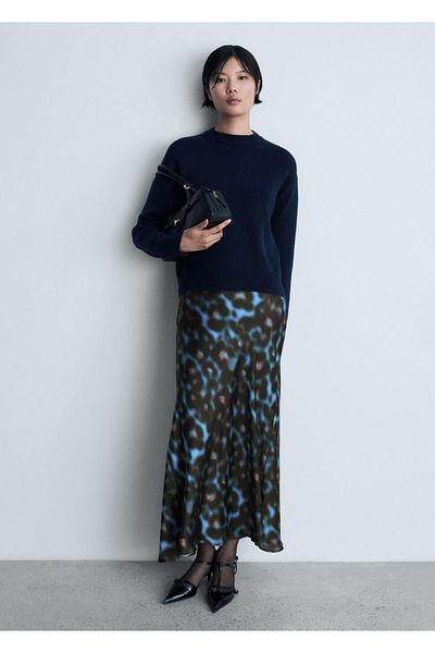 MANGO Woman Fustă DIN SATIN cu MODEL