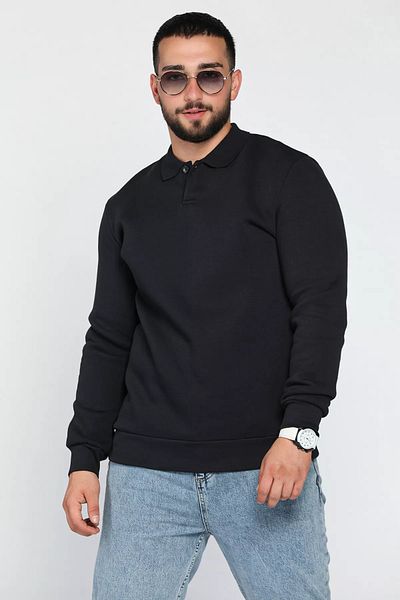 MİSHAR İTALİA Ανδρικό φούτερ με γιακά πόλο Navy Blue με τρεις κλωστές